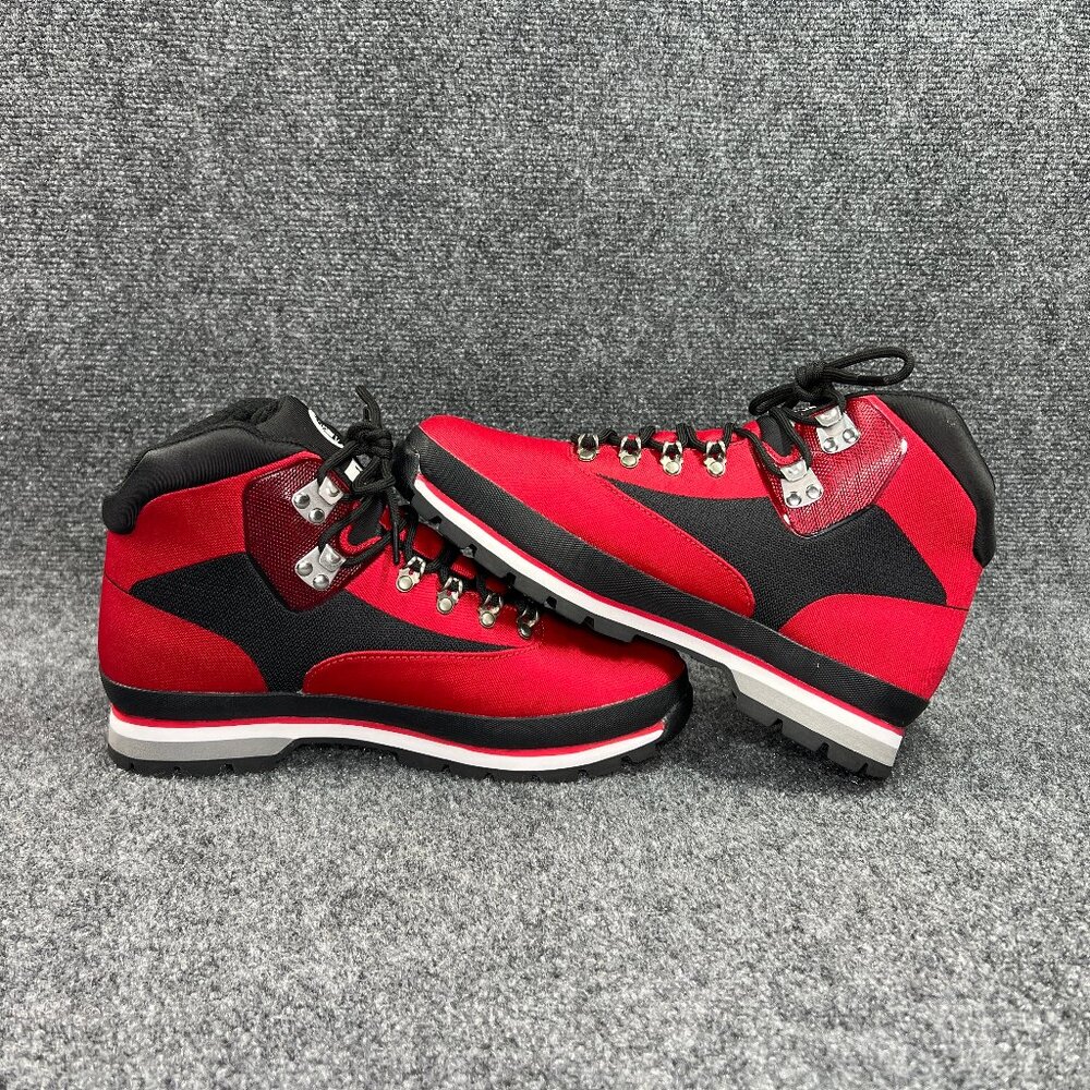 Timberland Euro Hiker Jacquard Boots Men's 9 Red Black Mid Lace Outdoor Hiking - Picture 8 of 12